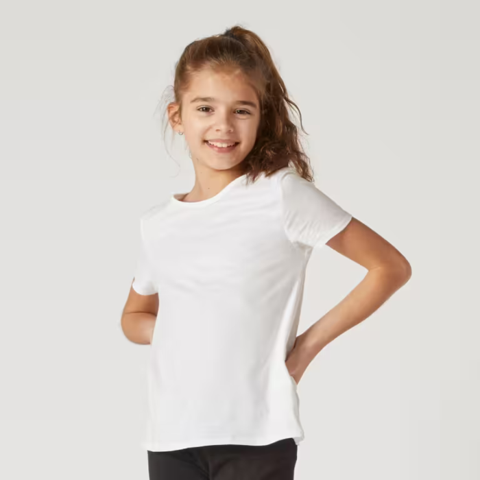 DECATHLON Kids' Basic Cotton T-Shirt - White